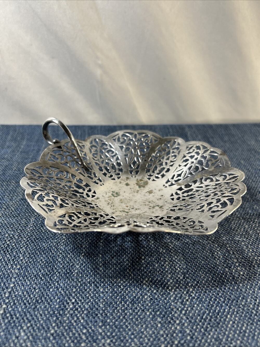 Vintage International Silver Company Bon Bon, Candy Dish Lovelace Pattern 1425